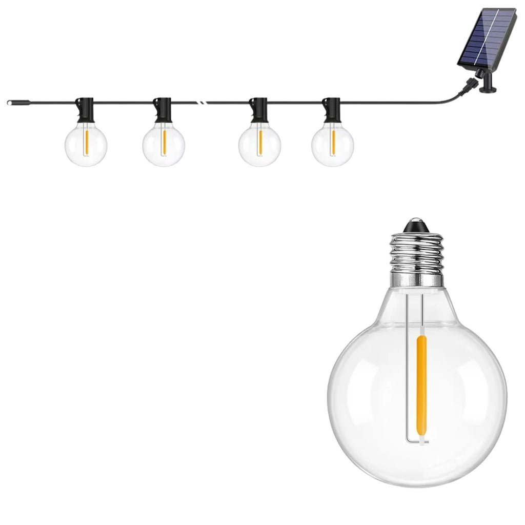 Outdoor Solar String Lights LED Globe Garland Waterproof Garden Hanging Lights for Patio Backyard Cafe 15m 25 Bulbs