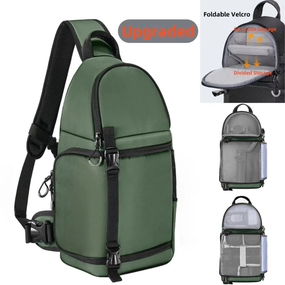 Upgraded 10L Waterproof Camera Bag Photography Backpack DSLR SLR Sling Case for Cameras Lenses Accessories Green