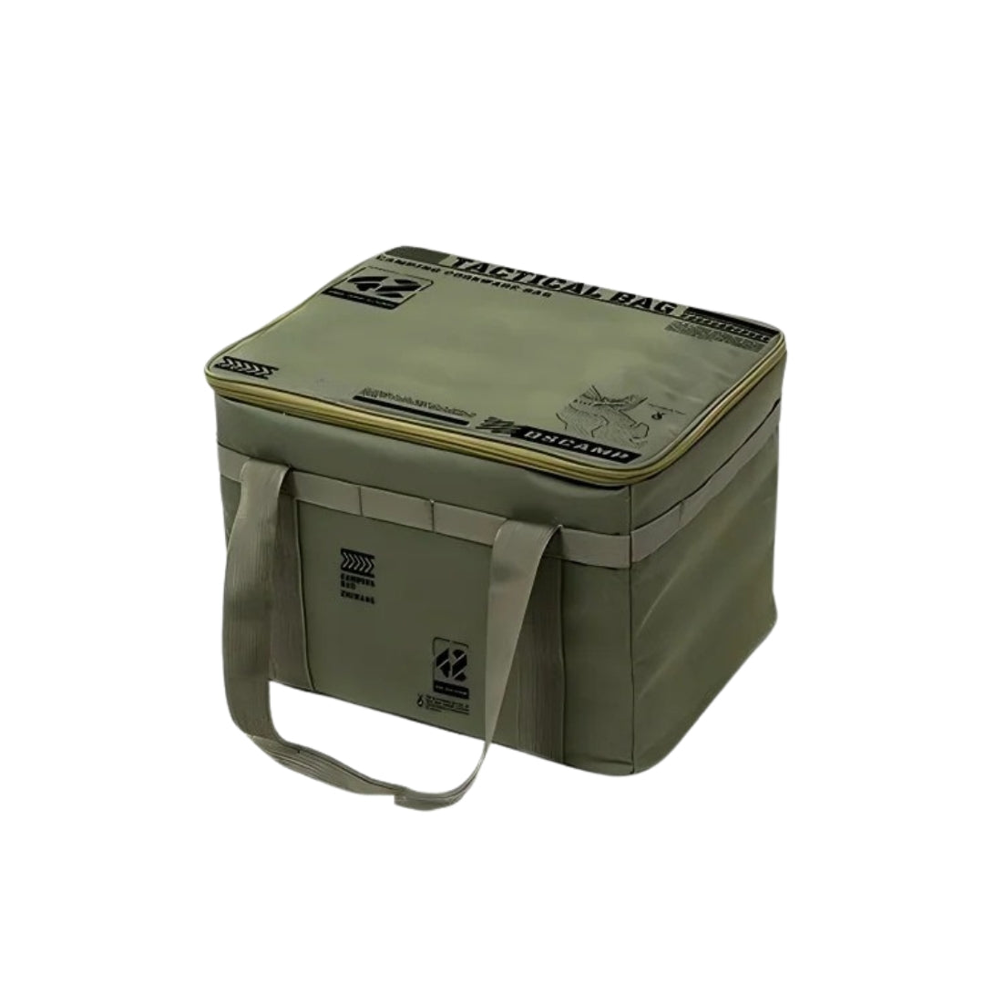 42L Insulated Waterproof Tactical Camping Storage Bag Foldable Picnic Tableware Cooking Gear Box Outdoor Organizer Green