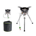 4360W High Power Outdoor Gas Stove Adjustable Height Foldable Camping Burner Windproof Cooker Silver 17 × 17cm
