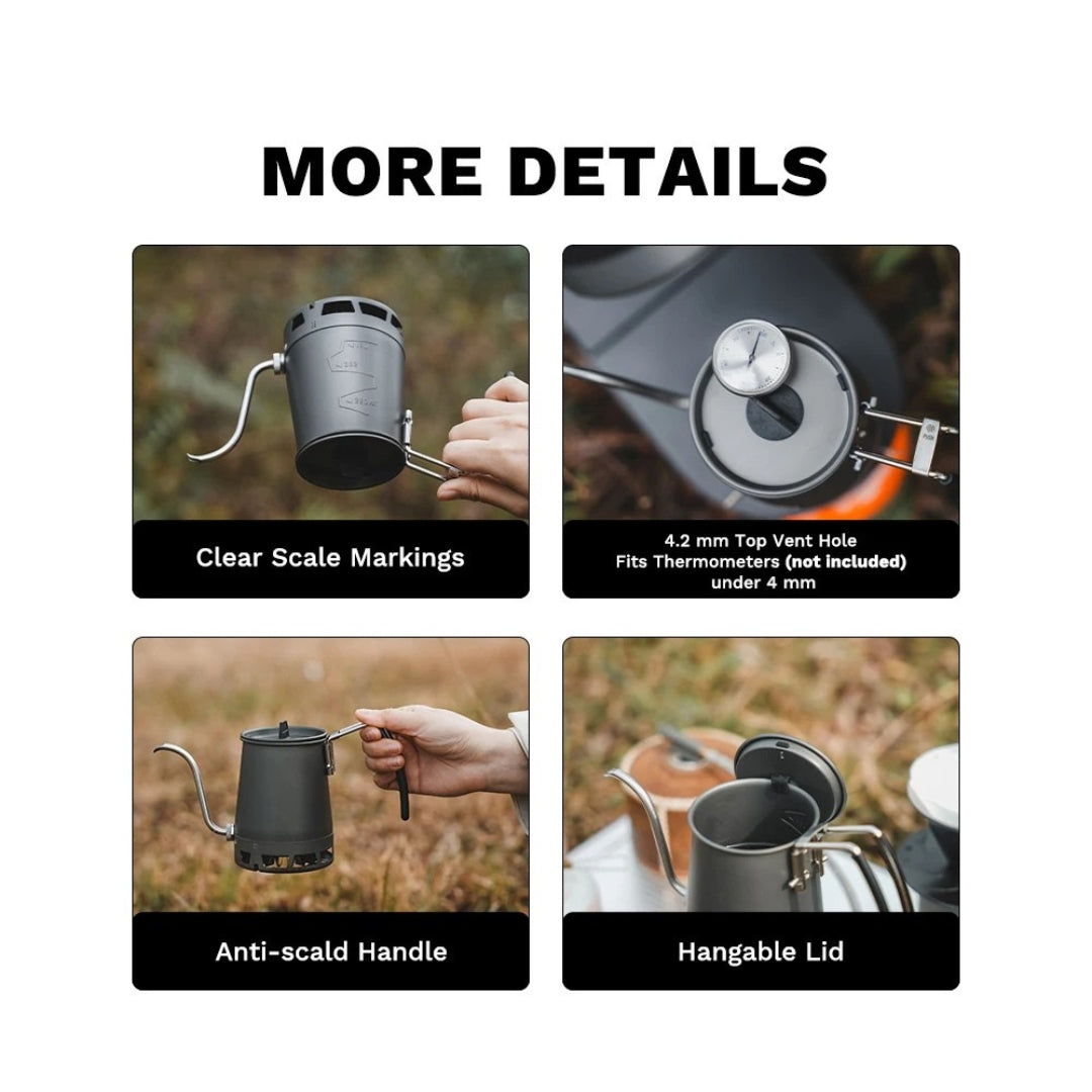 Petrel Pour Over Coffee Kettle Gooseneck Spout Portable Foldable HX Coffee Pot Detachable Handle 22.8 × 8.6 × 12cm