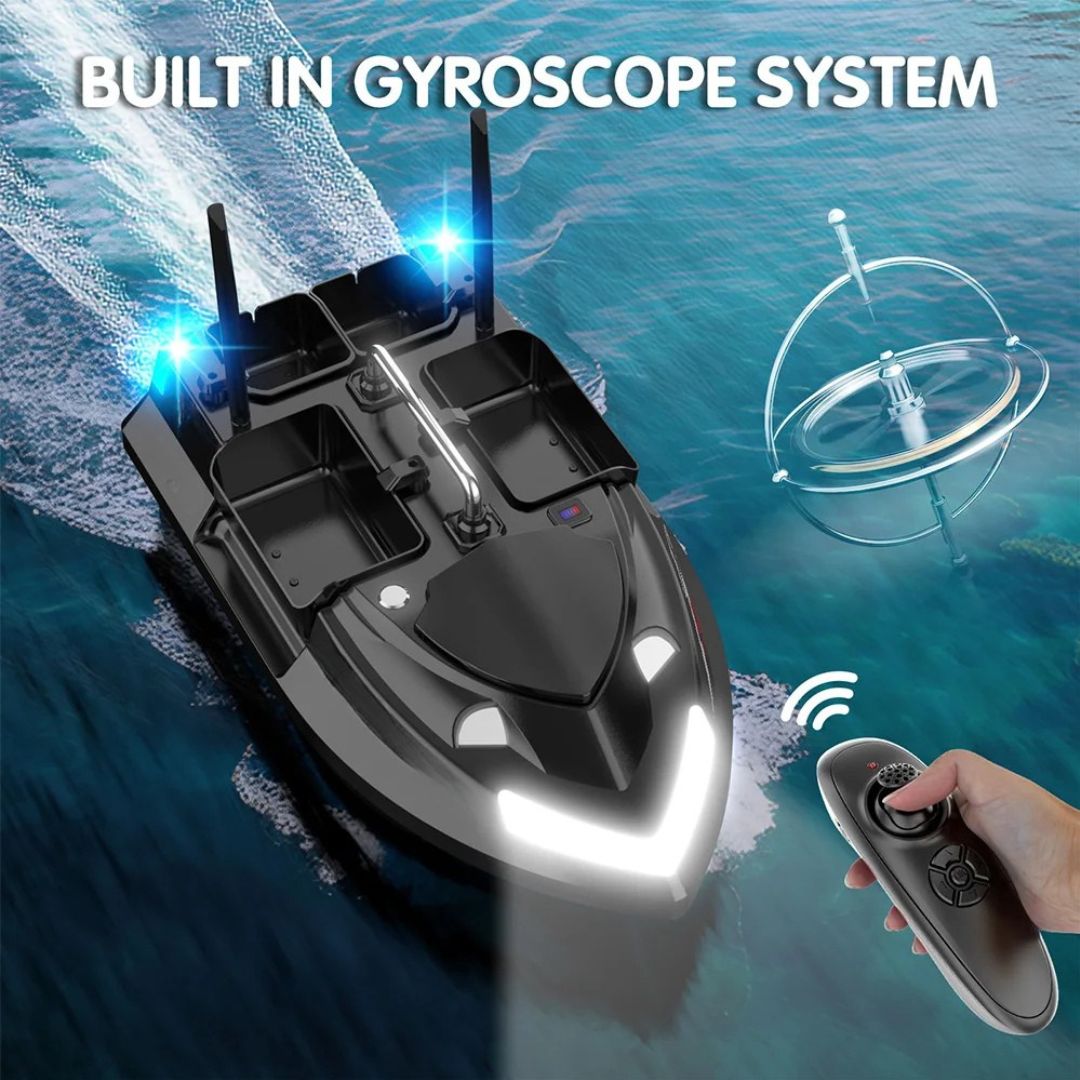 Bait Boat Remote Control Fishing Boat with 4 Independent Hoppers, 500m Range, 36000mAh Dual Battery and LED Lights