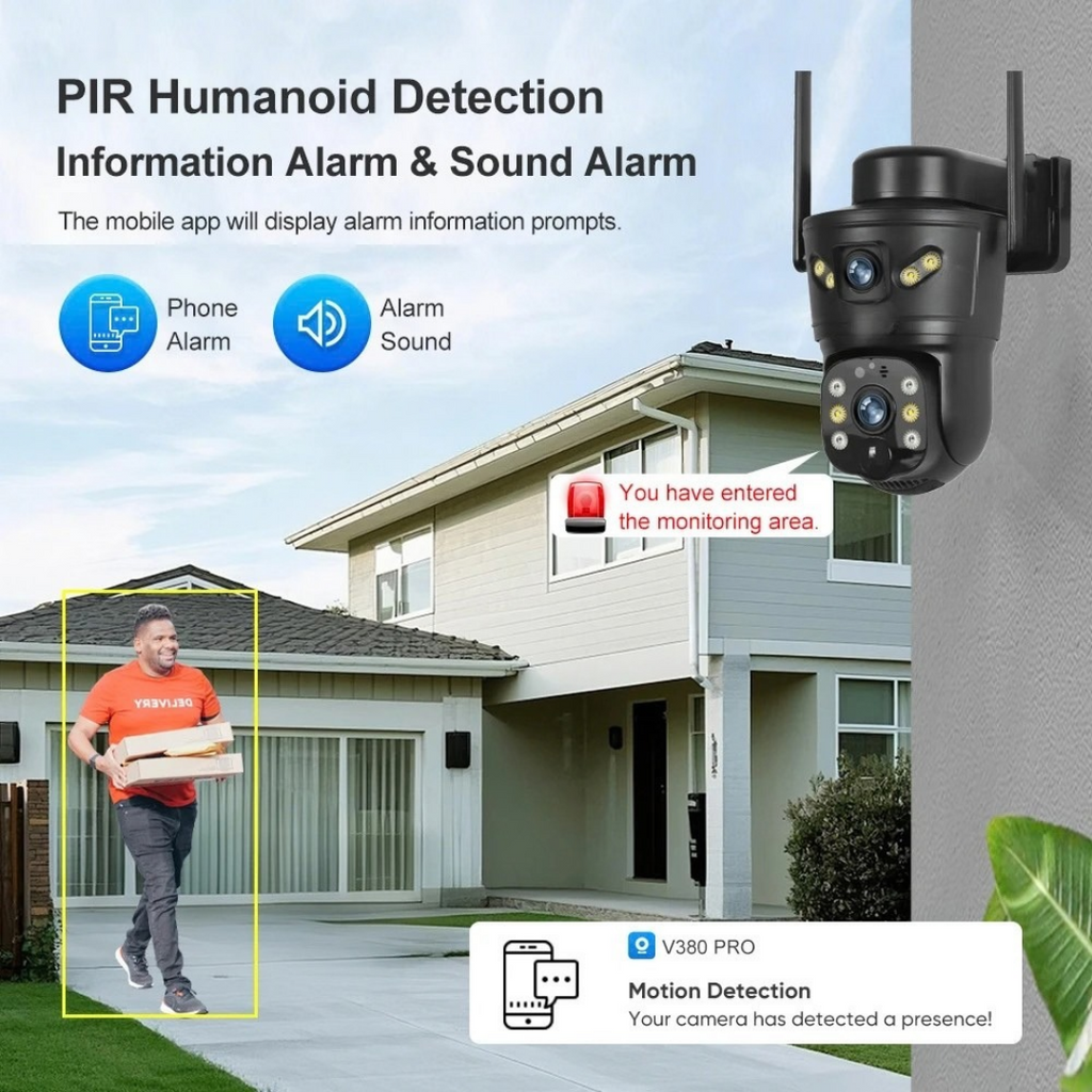 LS VISION 4G Outdoor Solar Security Camera 8MP Dual Lens with Night Vision and PIR Detection