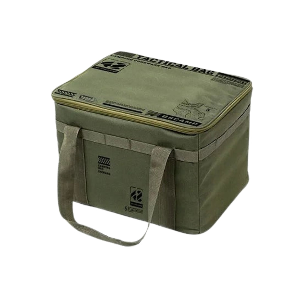 42L Tactical Camping Storage Bag Insulated Folding Box Waterproof Picnic Tableware Outdoor Equipment Organiser Green