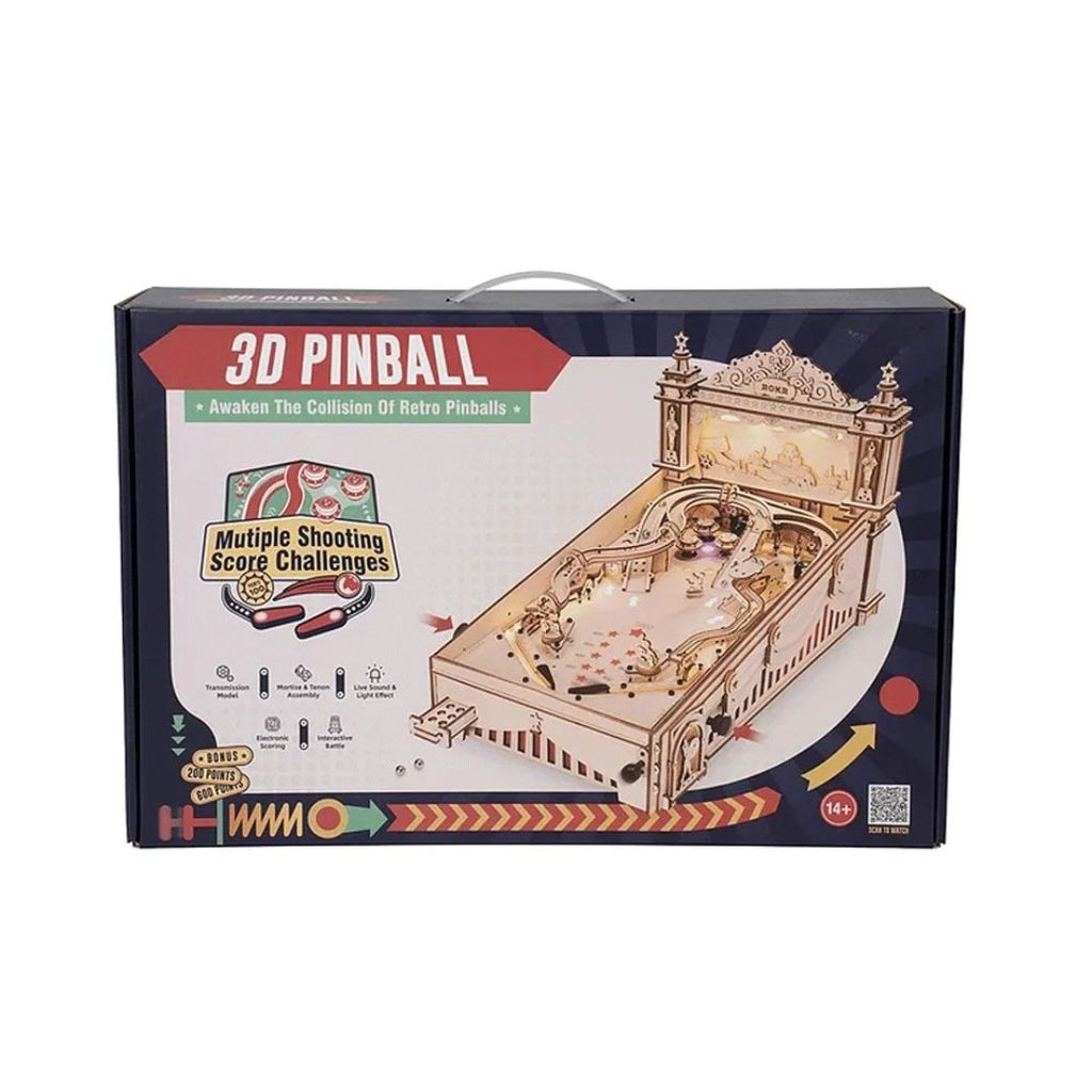 3D Wooden Pinball Puzzle DIY Vintage Style Mechanical Pinball Game EG01 27.5x47.5x28cm Family Fun