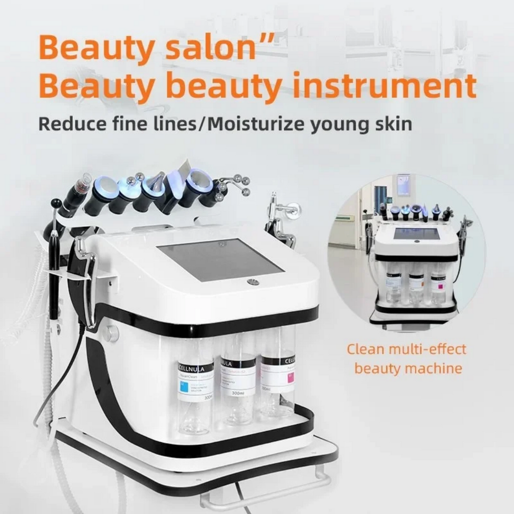 10-in-1 Dermabrasion Facial Machine Aqua Peeling Oxygen Bubble Skin Care Moisturizer Beauty Device White AU 110V