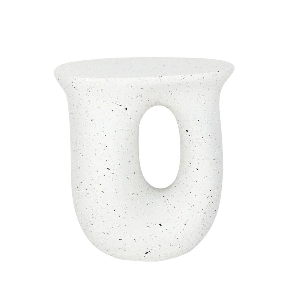 Concrete Side Table 42.5x33x45cm Lightweight Indoor Outdoor Accent Stool White End Table