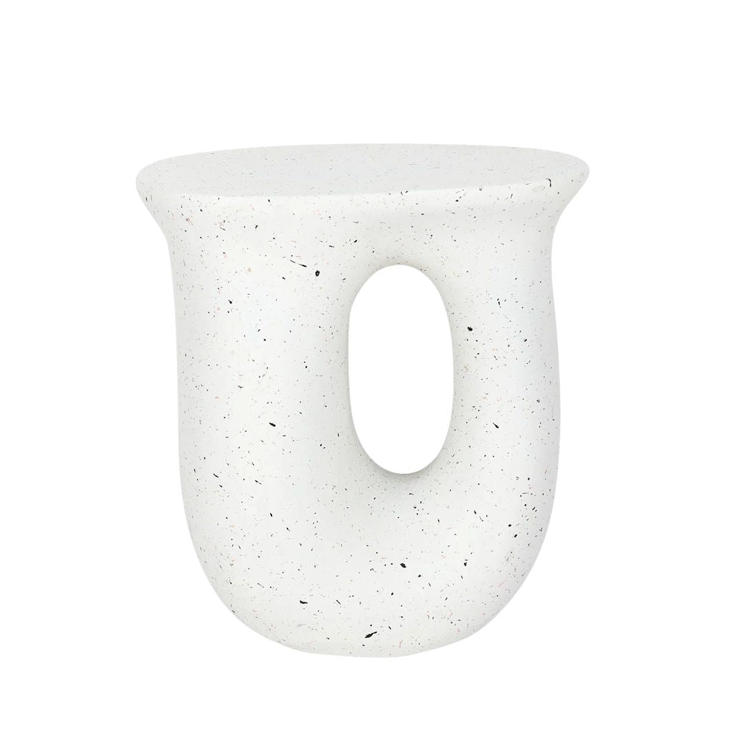 Concrete Side Table 42.5x33x45cm Lightweight Indoor Outdoor Accent Stool White End Table