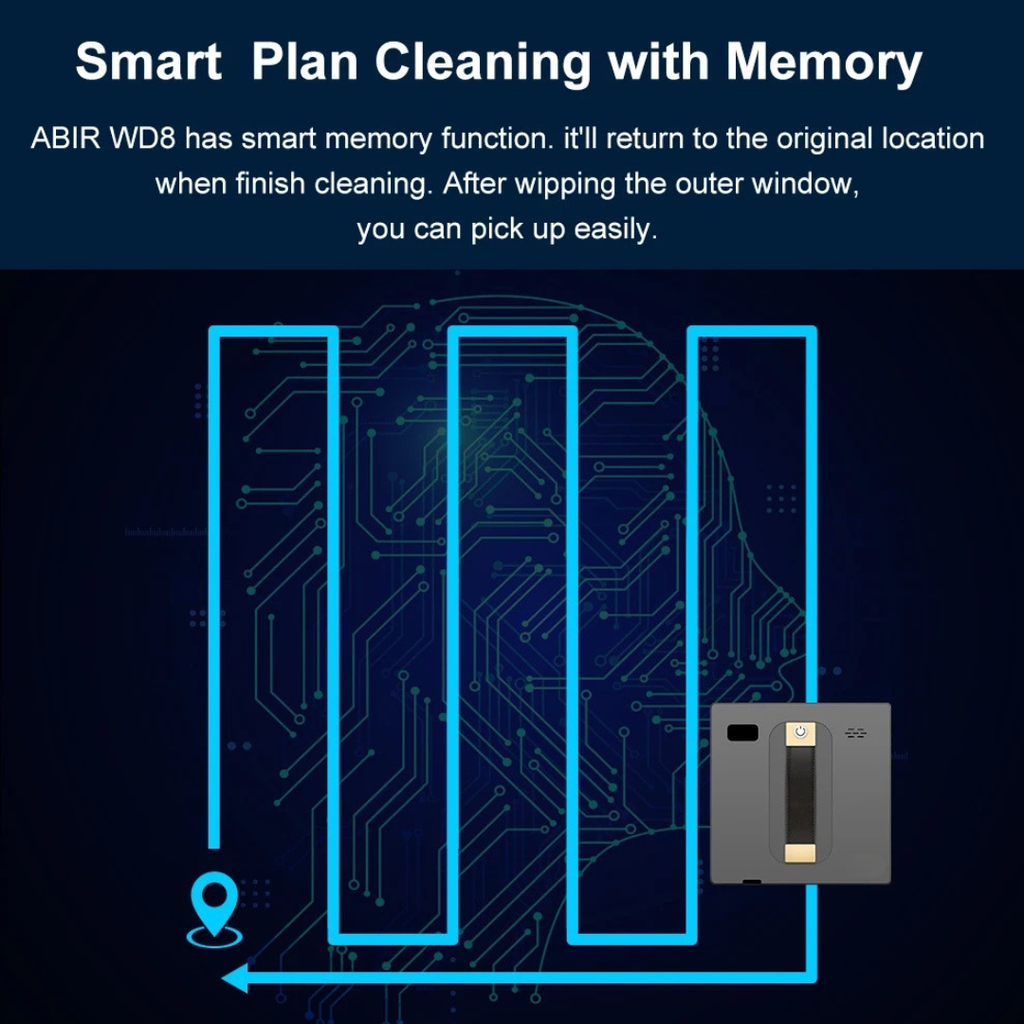 WD8 Robot Window Vacuum Cleaner Dual Water Spray Laser Sensor Smart Glass Wall Cleaner APP Remote Control Wet Dry Grey