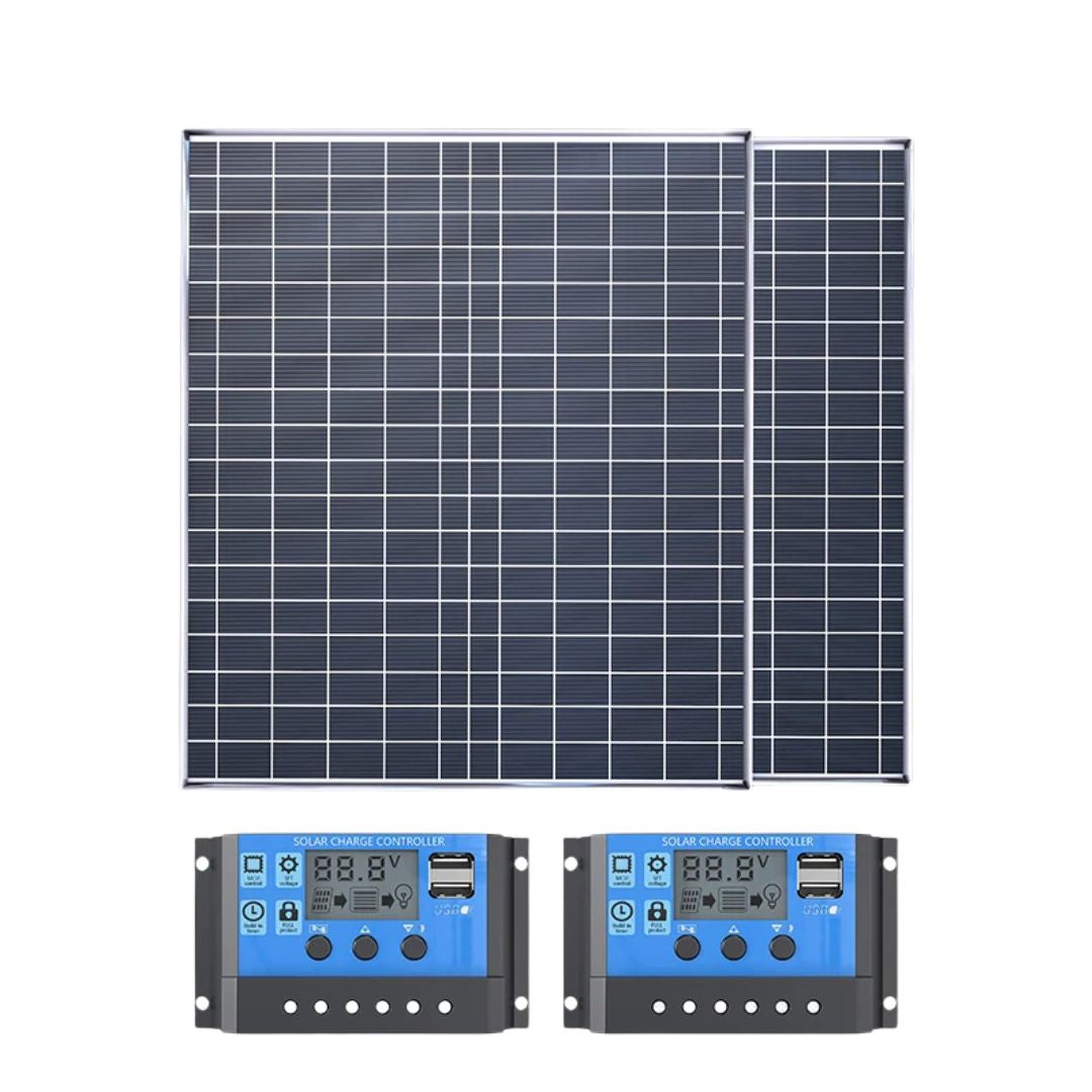 Solar Panel Kit 1000W 12V Portable Power System with Dual 100A Charge Controllers 2 Pack 39x32.5x1.8cm