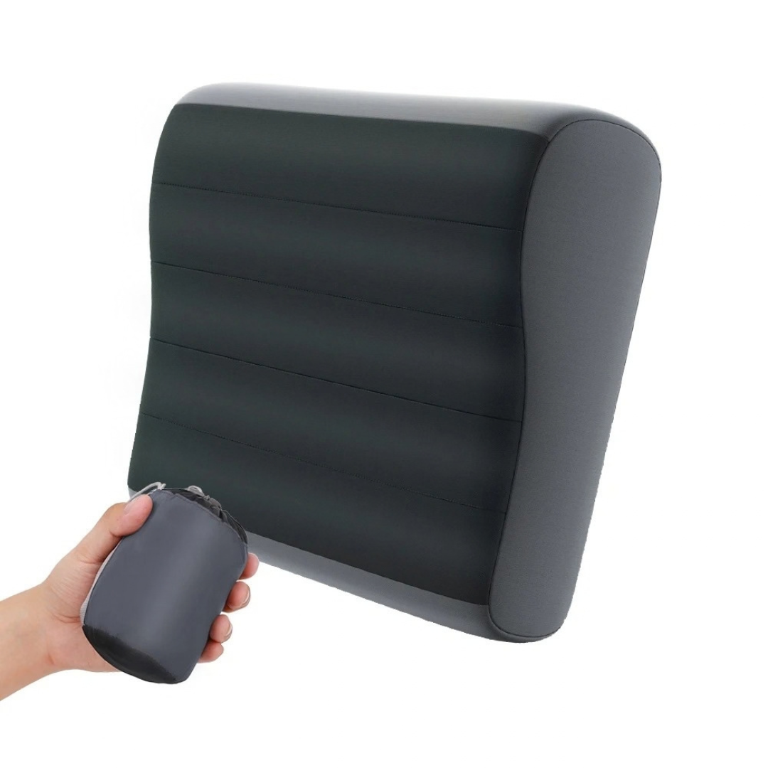 Inflatable Camping Pillow Ergonomic Travel Pillow Lightweight Washable Cushion for Home Outdoor Hiking Camping Black 42×30×10cm