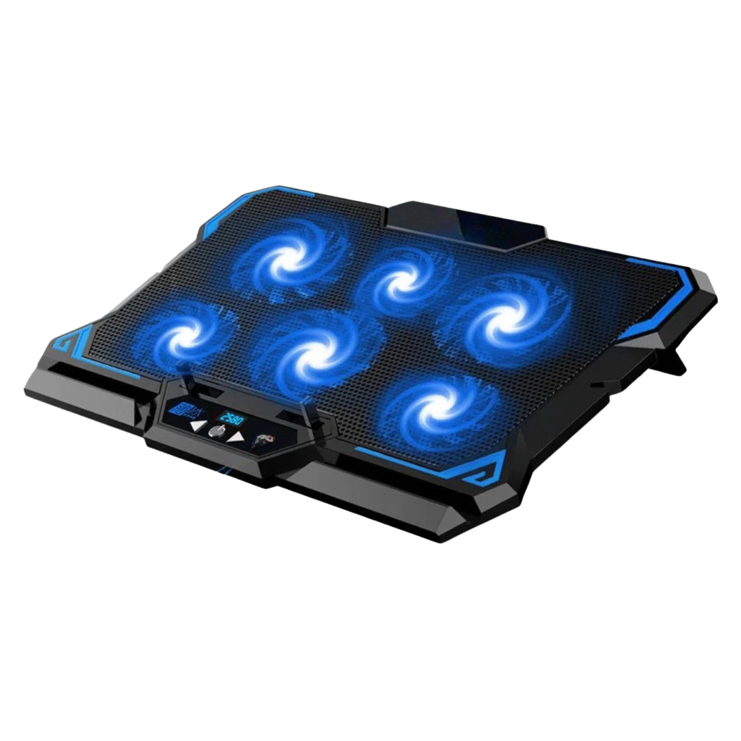 43cm Gaming Laptop Cooling Pad Six Fan LED Screen Two USB Port 2600RPM Notebook Cooler Stand Laptop Blue 41.7×30×1.5cm