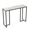 Black Metal Console Table with Storage Shelf Narrow Entryway Sofa Table for Hallway Living Room Use 100x30x78.5cm
