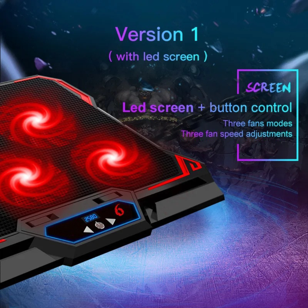 43cm Gaming Laptop Cooling Pad Six Fan LED Screen Two USB Port 2600RPM Notebook Cooler Stand Laptop Red 41.7×30×1.5cm