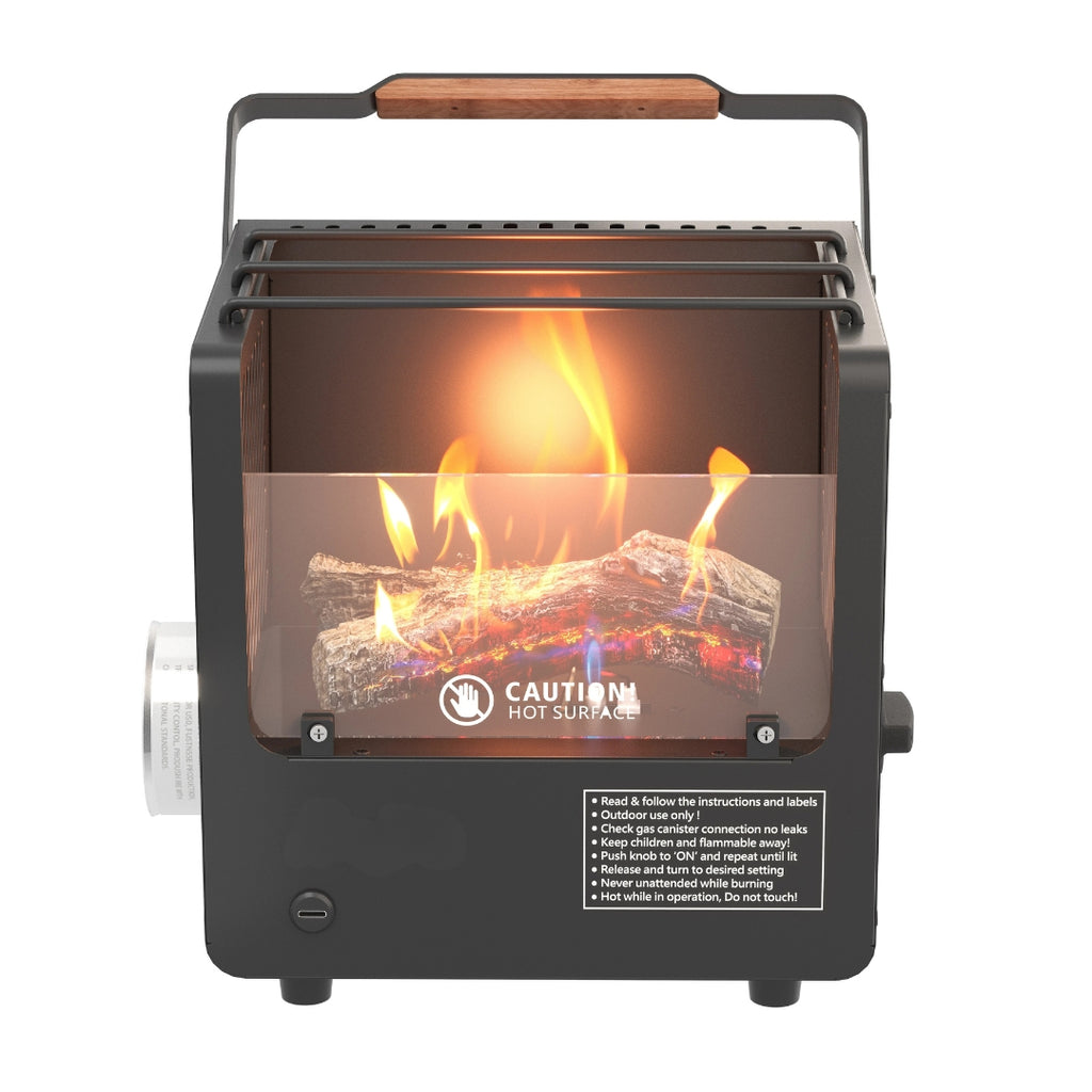 3 in 1 Portable Gas Camping Heater Stove and Fire Pit Outdoor Fireplace Smokeless Safety Protection Black