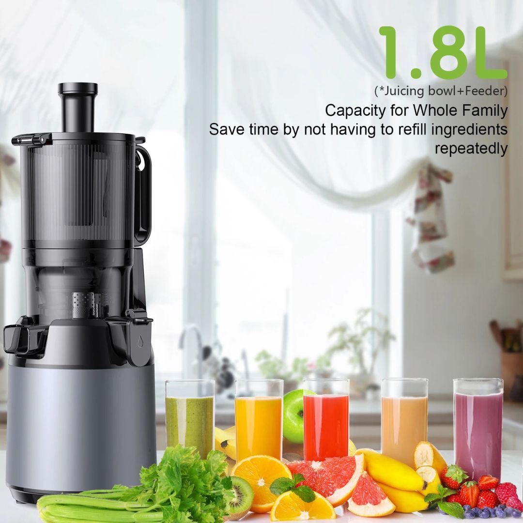 Cold Press Juicer 130mm Feed Chute Slow Masticating Whole Fruit & Vegetable Juicer BPA Free AU Plug SJ-023