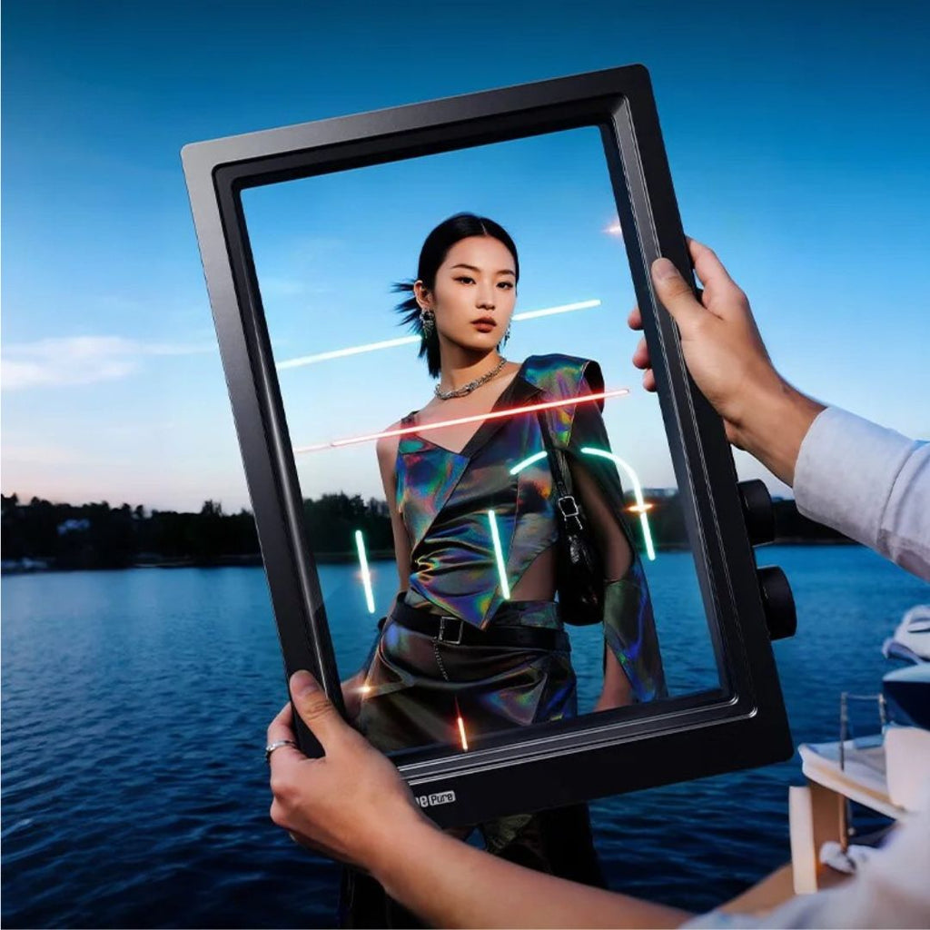 Digital Photo Frame 25.6cm Transparent WiFi Display 32GB with App Control for Home Office Desk Decor Black