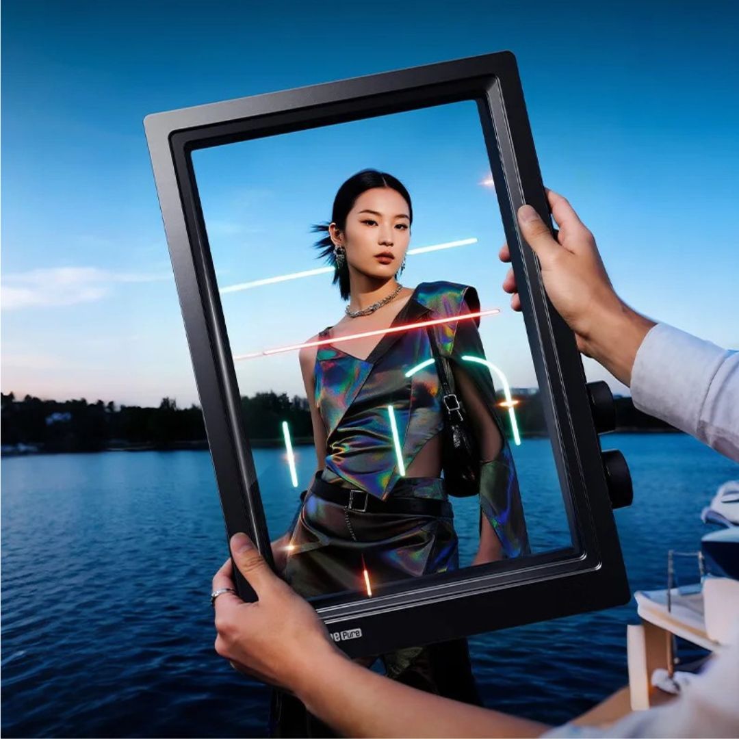 Digital Photo Frame 25.6cm Transparent WiFi Display 32GB with App Control for Home Office Desk Decor Black