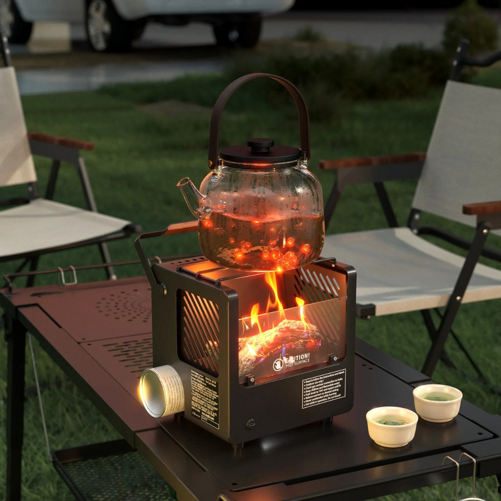 3 in 1 Portable Gas Camping Heater Stove and Fire Pit Outdoor Fireplace Smokeless Safety Protection Black