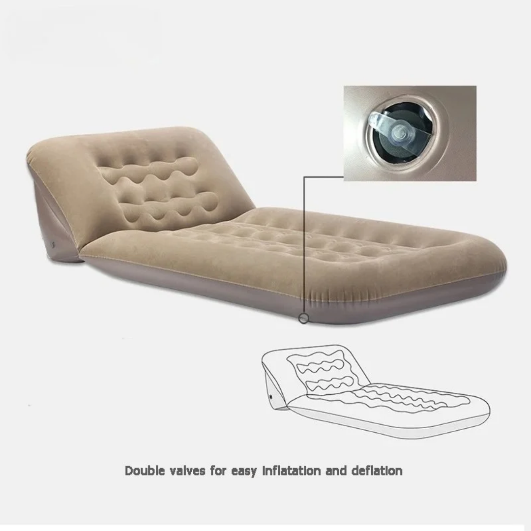 Foldable Inflatable Air Mattress Sofa Bed Brown for Home and Outdoor Use