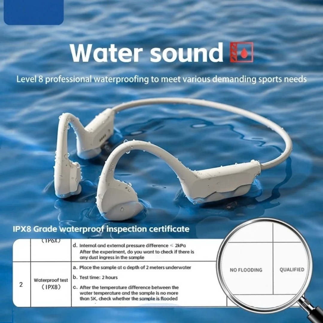 X7 Bone Conduction Headset Bluetooth 5.3 Wireless Headphones with Microphone Waterproof Swim Sports Earphones Cloud White 32GB