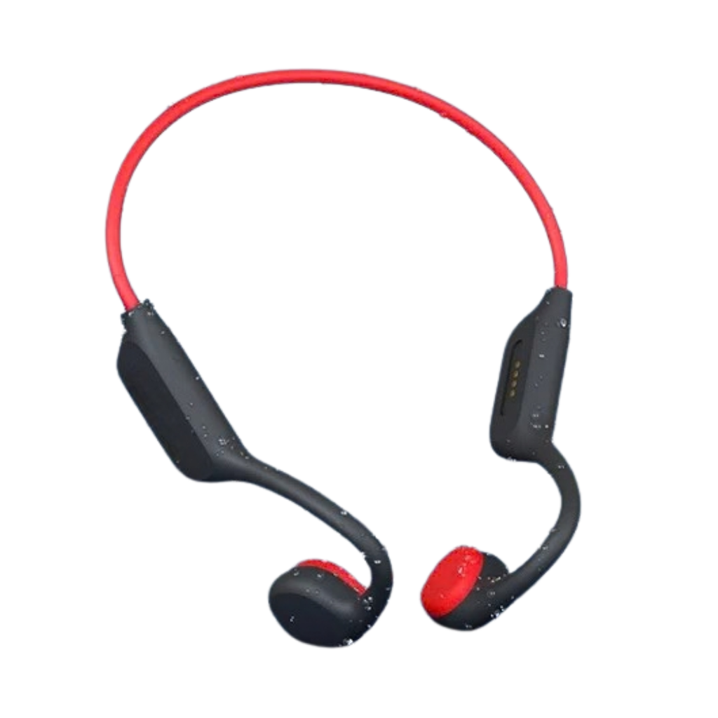 Bone Conduction Headset Bluetooth 5.3 Wireless Headphones with Microphone Waterproof Swim Sports Earphones Black Red 8GB