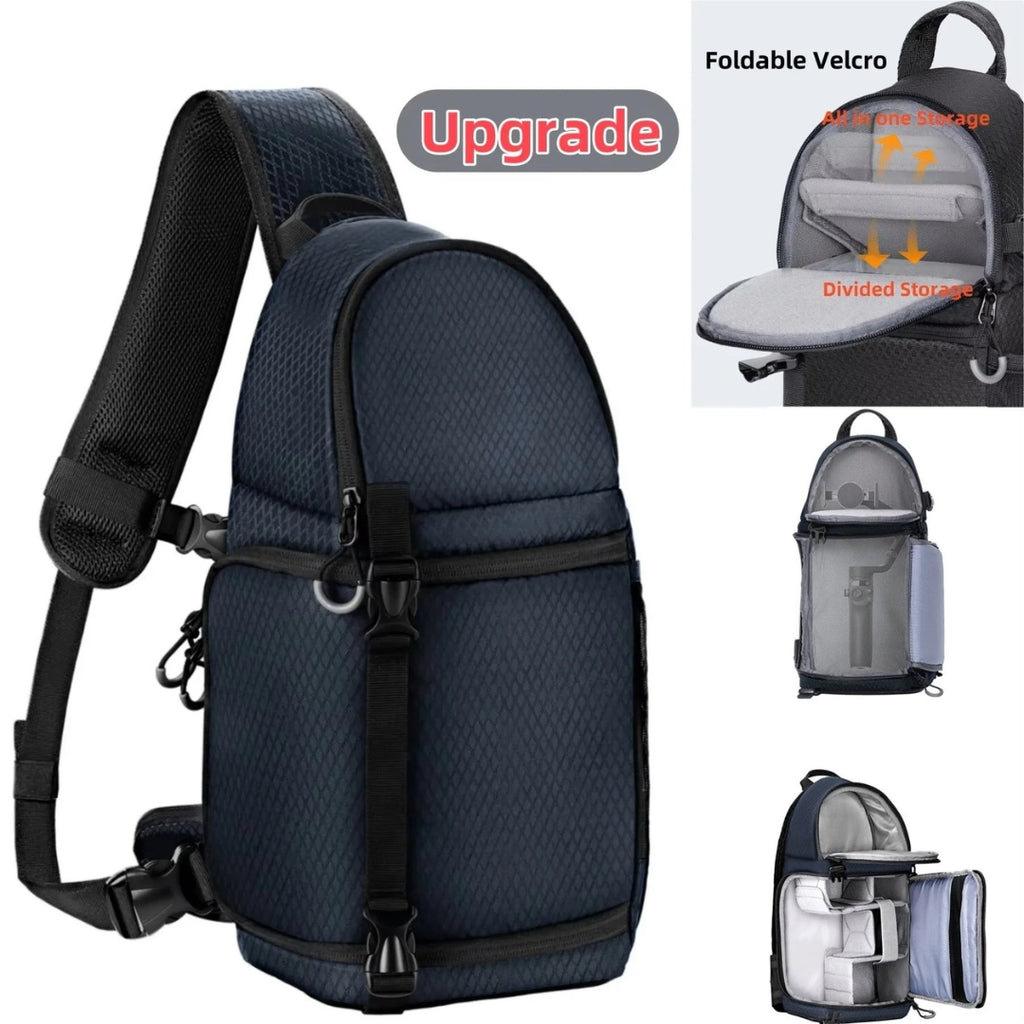 Upgraded 10L Waterproof Camera Bag Photography Backpack DSLR SLR Sling Case for Cameras Lenses Accessories Blue