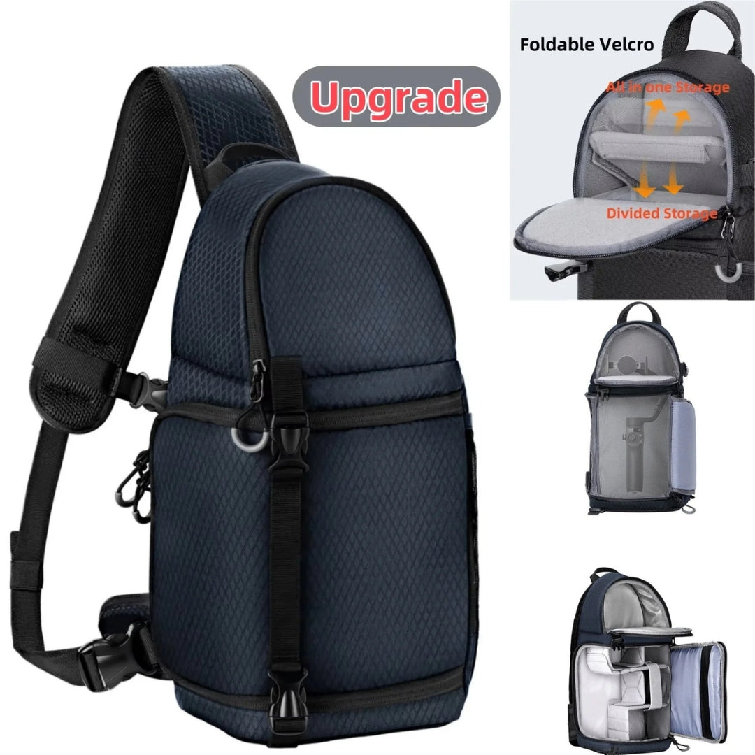 Upgraded 10L Waterproof Camera Bag Photography Backpack DSLR SLR Sling Case for Cameras Lenses Accessories Blue