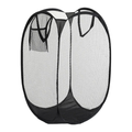 Folding Laundry Sorting Basket Dirty Clothes Storage Bag Mesh Washing Organizer Bathroom Cloth Hamper Frame Bucket Black 30×30×46cm