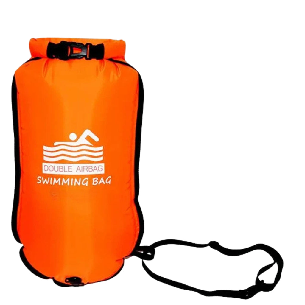 20L Inflatable Swimming Buoy Double Airbag Tow Float Water Sport Swim Safety Buoy Dry Bag Pool Training Orange