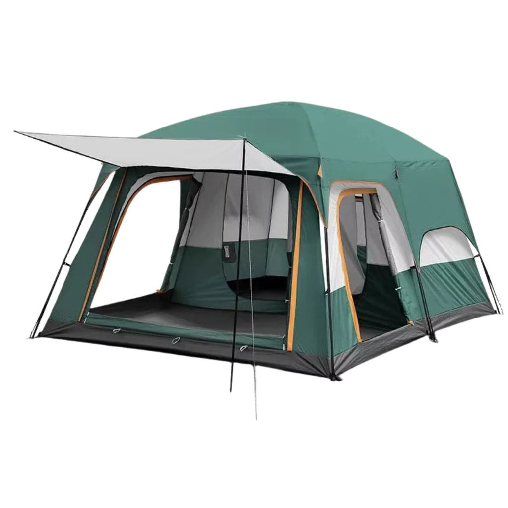4 Season Camping Tent 430x300x200cm Waterproof Windproof Family Tent Double Layer 2 Room Shelter Green 3-5 Person