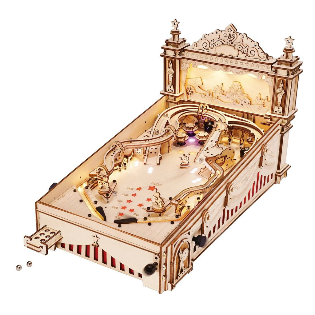 3D Wooden Pinball Puzzle DIY Vintage Style Mechanical Pinball Game EG01 27.5x47.5x28cm Family Fun