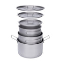 Titanium Camping Cookware Set 3 Piece 1.2L 1.8L 2.4L Lightweight Backpacking Pots for Hiking Trekking Picnic