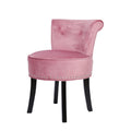 Velvet Vanity Stool Chair 70x48.5cm Padded Accent Chair with Wood Legs Pink Makeup Dressing Stool
