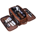 Multi Pocket PU Toiletry Bag Waterproof Hanging Travel Cosmetic Makeup Organizer Bag Wash Storage Pouch Brown