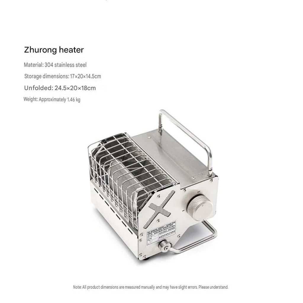 Portable Outdoor Gas Mini Heater Camping Fishing Stove Heater Car Travel Warmer Silver 24.5 × 20 × 18cm