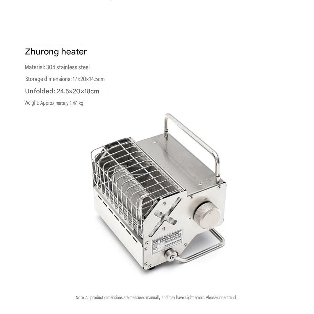 Portable Outdoor Gas Mini Heater Camping Fishing Stove Heater Car Travel Warmer Silver 24.5 × 20 × 18cm
