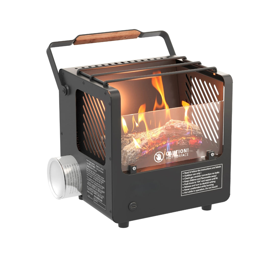 3 in 1 Portable Gas Camping Heater Stove and Fire Pit Outdoor Fireplace Smokeless Safety Protection Black