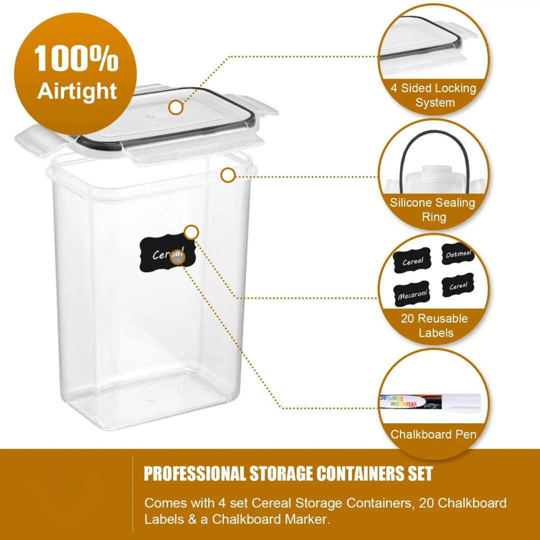 7PCS Food Storage Containers Set BPA Free Plastic Airtight Kitchen Storage Boxes with Labels Stickers Pen 14.5 × 10 × 29cm