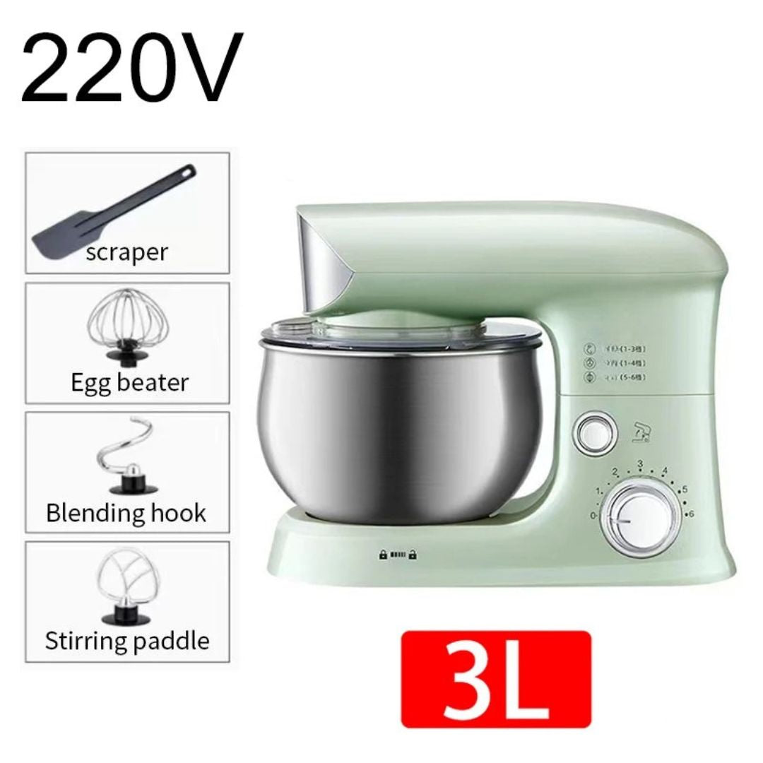 3L Multifunction Stand Mixer Dough Kneading Machine Egg Beater Green AU Plug 21.8x19.2x24.8cm