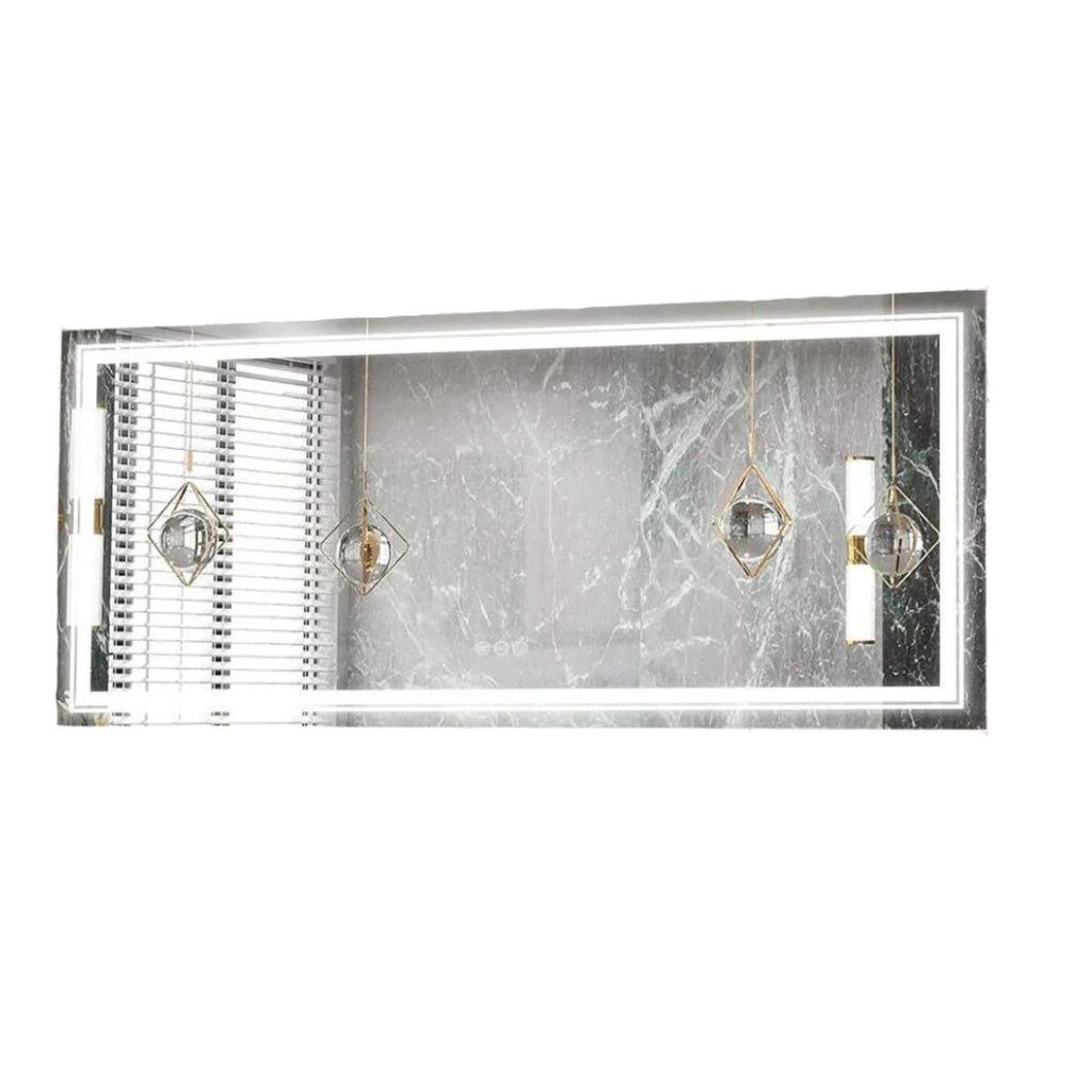 LED Bathroom Mirror Round Touch Screen Waterproof Anti Fog Vanity Mirror Wall Mounted for Wash Basin Shower Grooming 151x78cm