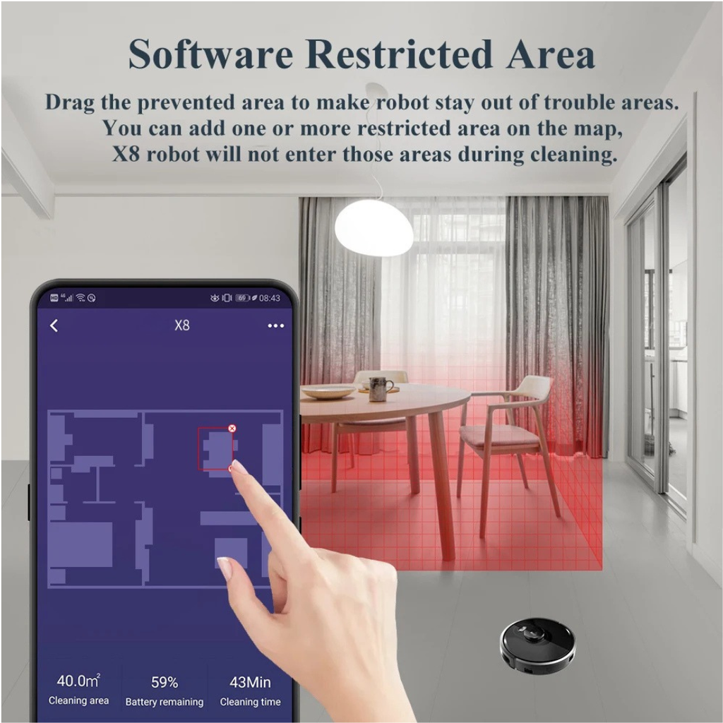 X8 Robot Vacuum Cleaner TOF Smart Navigation UV Cleaning Multi Floor Mapping Auto Wet Dry Vacuum Mop Home Carpet Cleaner