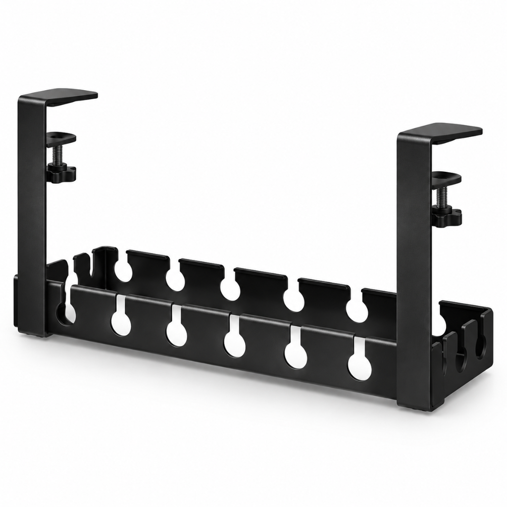 Under Desk Storage Rack No Drill Metal Cable Management Tray Wire Organizer Power Strip Holder Home Office Desk Storage 40×14×19cm