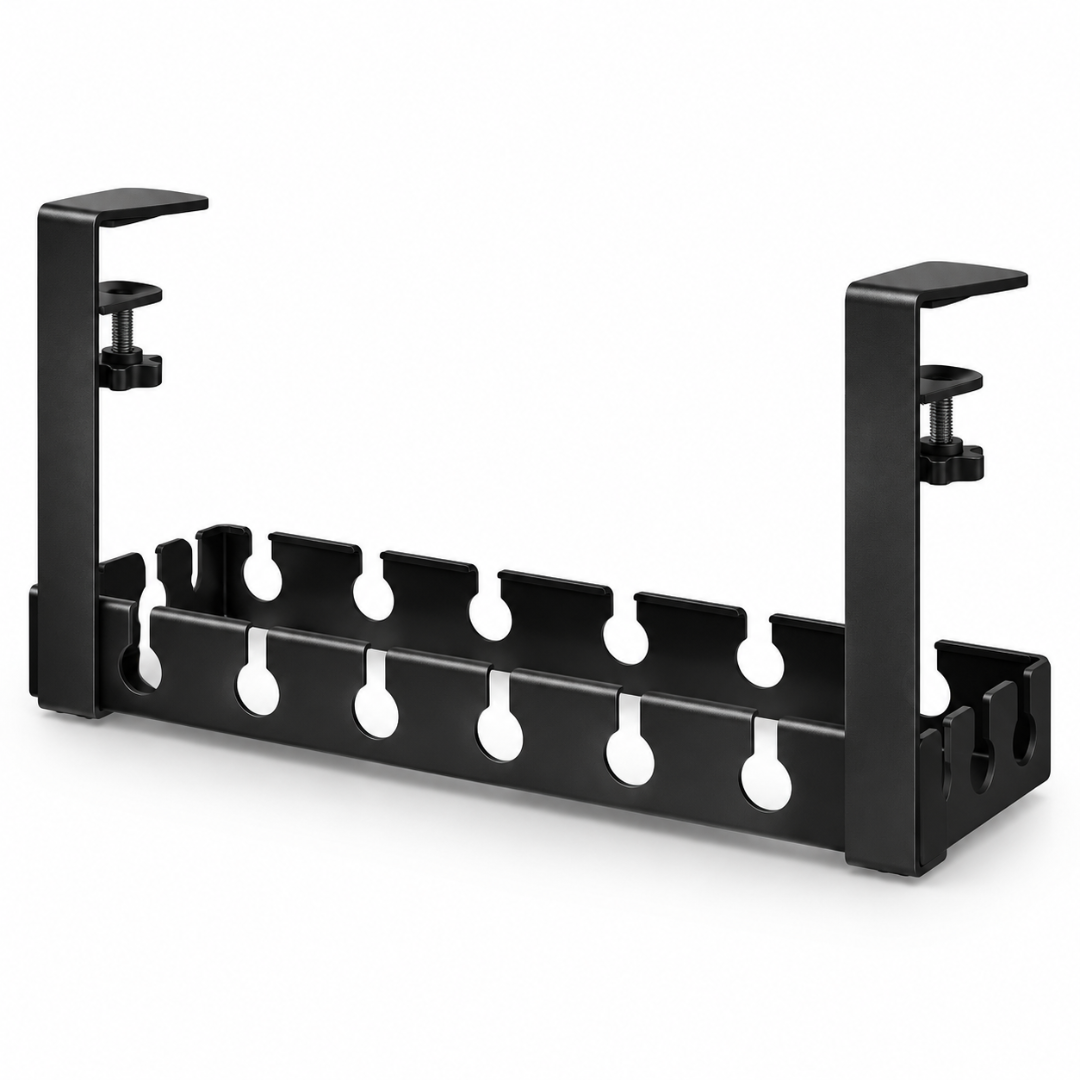 Under Desk Storage Rack No Drill Metal Cable Management Tray Wire Organizer Power Strip Holder Home Office Desk Storage 40×14×19cm