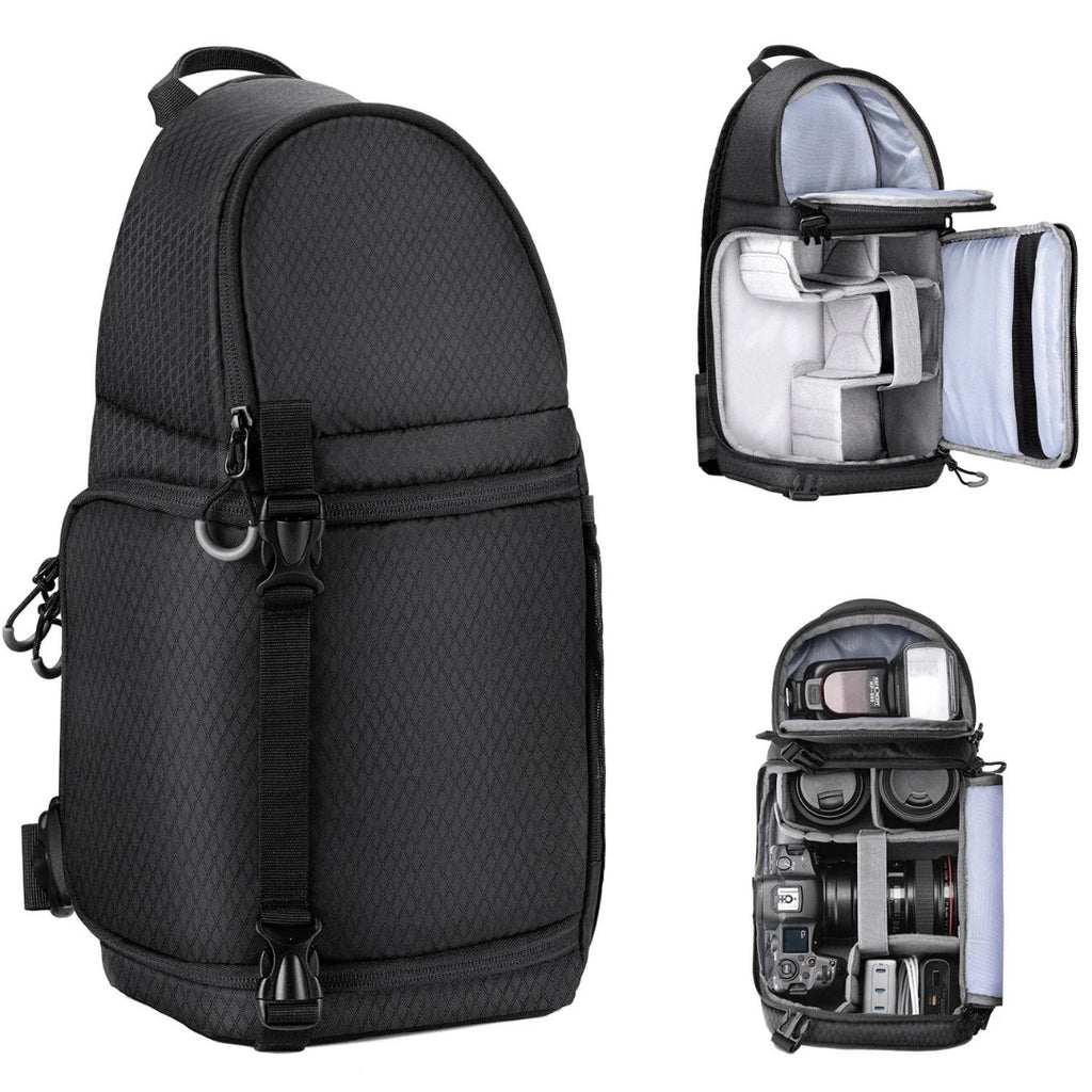 10L Waterproof Camera Bag Photography Backpack DSLR SLR Sling Case for Cameras Lenses Accessories Storage Black