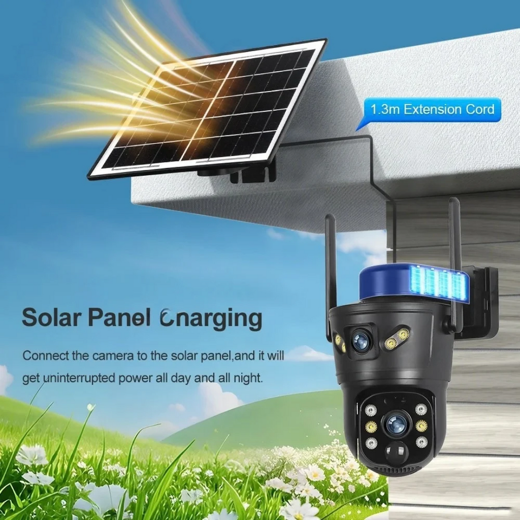 LS VISION 4G Outdoor Solar Security Camera 8MP Dual Lens with PIR, Night Vision and IP66 Waterproof