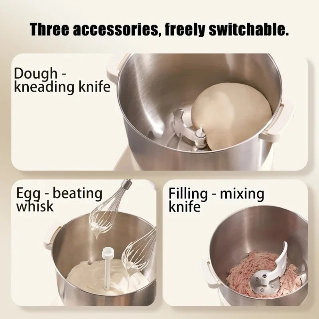 Electric Dough Mixer 250W DC Motor 7L Stainless Steel Bowl Timed Fermentation All-in-One Kitchen Mixer 34.5×32.5×36cm