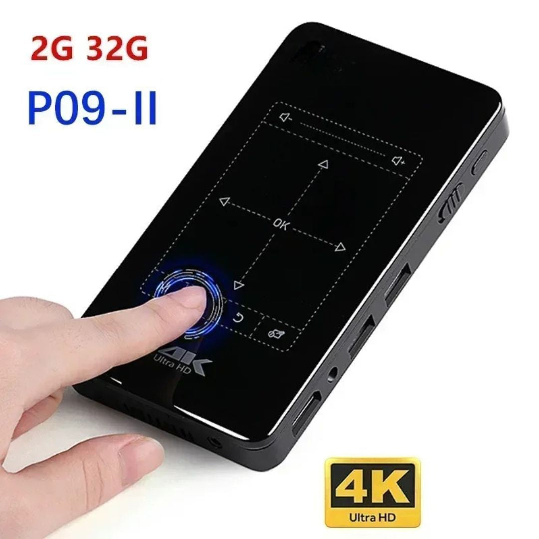 Mini Projector Android 9.0 2GB RAM 32GB Storage with 4K Decoding for Home Theatre P09-II Black