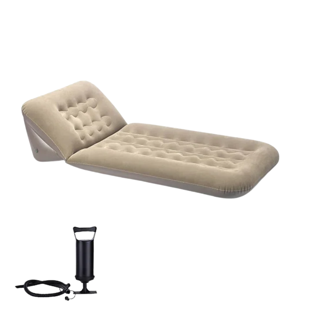 Foldable Interior Air Mattress Inflatable Adjustable Sofa Bed Brown with Hand Pump