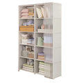 6 Layer Double Portable Clothes Storage Cabinet Wardrobe Organizer Dustproof Closet with Curtains Multifunctional White 80 × 28 × 155cm